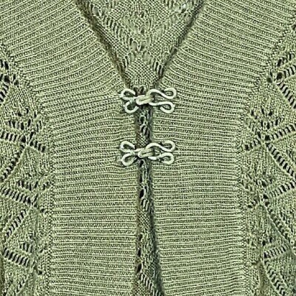 Lane Bryant Crochet Knit Green Short Sleeve Short Cardigan Shrug Size 22 24 - Picture 6 of 6